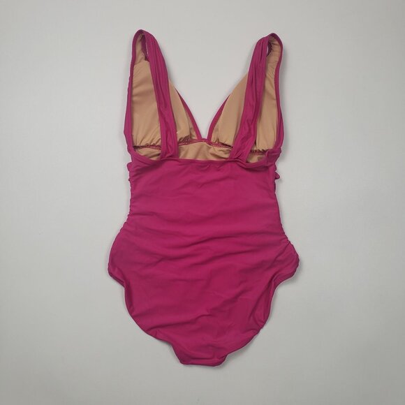 J.Crew Ruched V-Neck One-Piece Swimsuit Pink Radiant Fuchsia NWT $118 -Pick Size - Picture 13 of 14